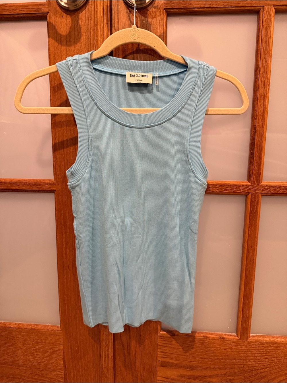 LNA Light Blue Ribbed Scoop Neck Tank